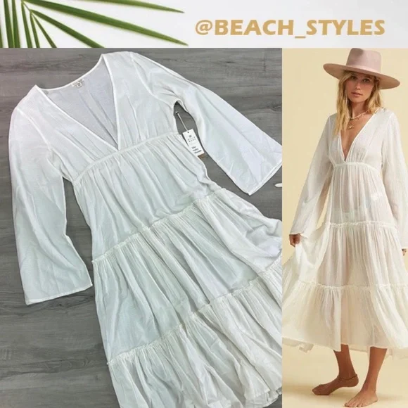 🔆BILLABONG🔆 WANDER LUST WHITE MAXI DRESS - Picture 1 of 15